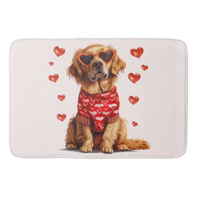 Valentines day Golden Retriever Hund Badrumsmatta (Framsidan)