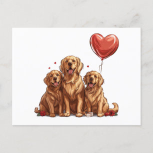 Valentines day Golden Retriever Hund Helg Vykort