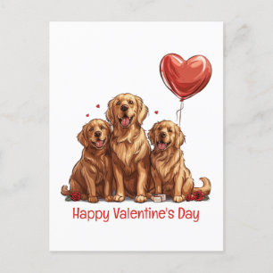 Valentines day Golden Retriever Hund Helg Vykort