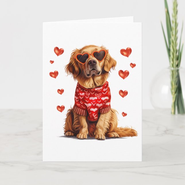 Valentines day Golden Retriever Hund Helgkort (Framsida)