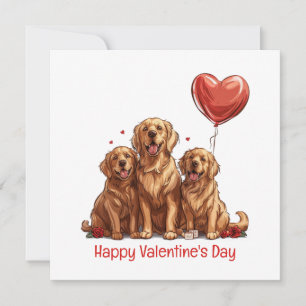 Valentines day Golden Retriever Hund Julkort