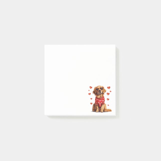 Valentines day Golden Retriever Hund Post-it Block (Framsida)