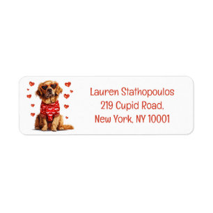 Valentines day Golden Retriever Hund Returadress Etikett