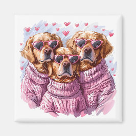 Valentines day Golden Retriever Hundar Magnet