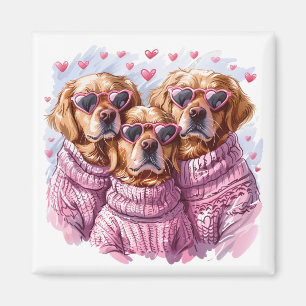 Valentines day Golden Retriever Hundar Magnet