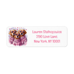 Valentines day Golden Retriever Hundar Returadress Etikett