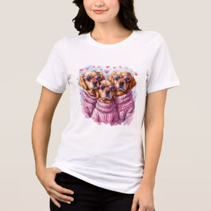 Valentines day Golden Retriever Hundar T Shirt