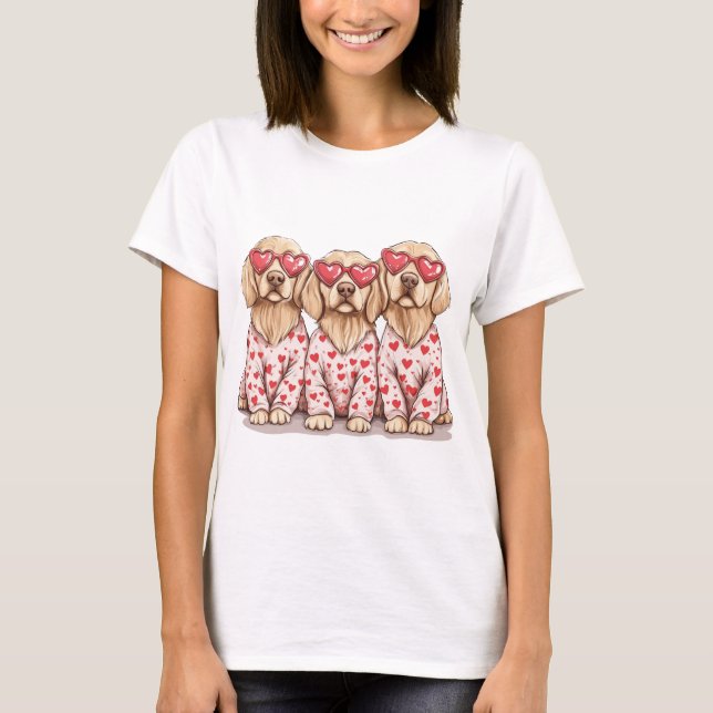 Valentines day Golden Retriever Hundar T Shirt (Framsida)