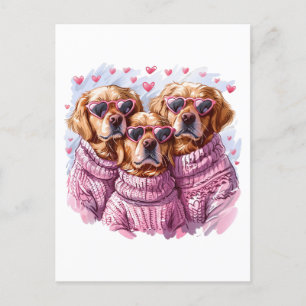 Valentines day Golden Retriever Hundar Vykort