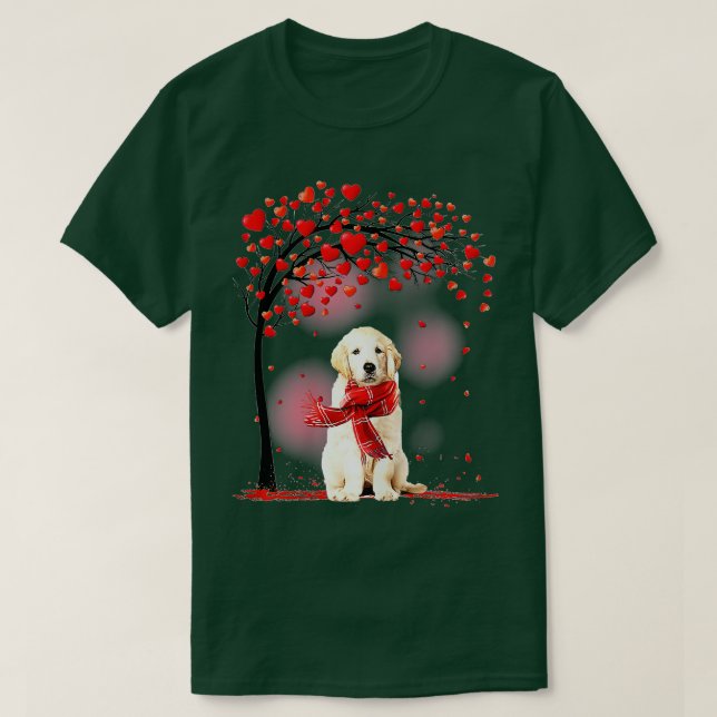 Valentines day Golden Retriever Träd Heart Puppy D T Shirt (Design framsida)