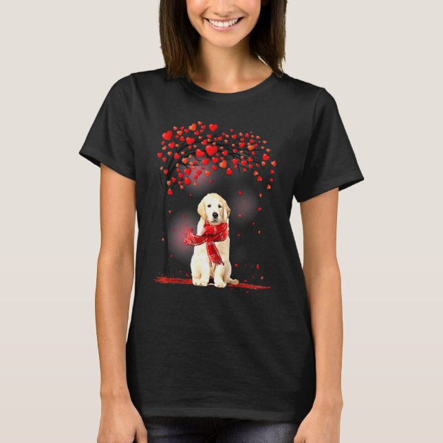 Valentines Day Golden Retriever Tree Heart Puppy D T Shirt (Framsida)