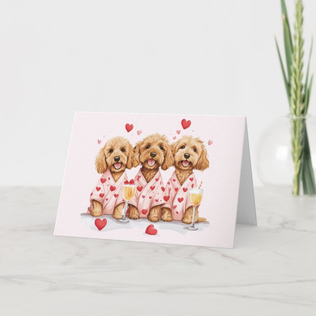Valentines day Goldendoodle Hundar Helgkort (Framsida)