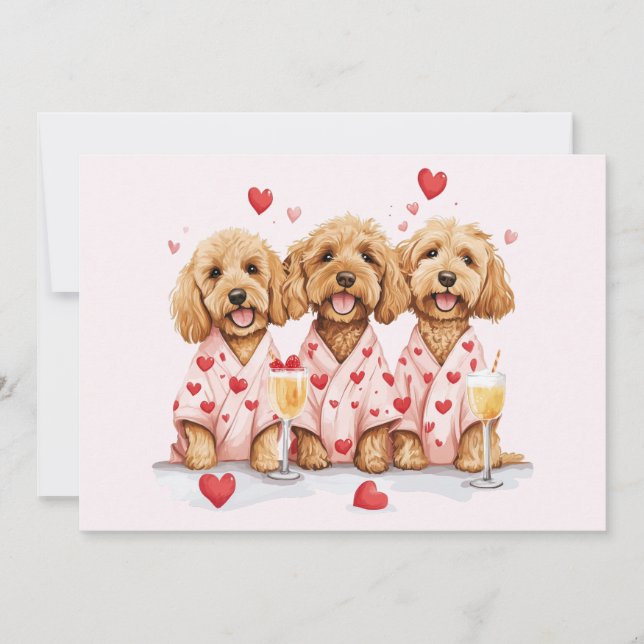 Valentines day Goldendoodle Hundar Julkort (Framsida)