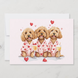 Valentines day Goldendoodle Hundar Julkort