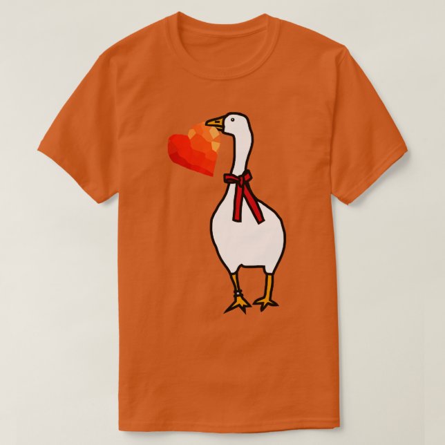 Valentines day Goose Steals Red Heart för Kärlek T Shirt (Design framsida)