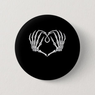 Valentines day Gothic Heart med Skeleton Händer Va Knapp