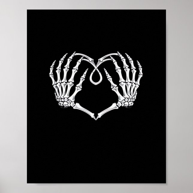 Valentines day Gothic Heart med Skeleton Händer Va Poster (Framsidan)