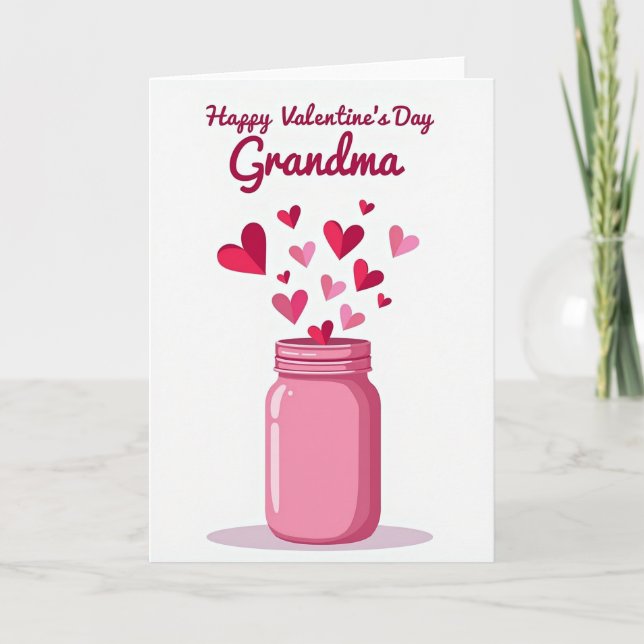Valentines Day Grandma Hearts Card Kort (Framsida)