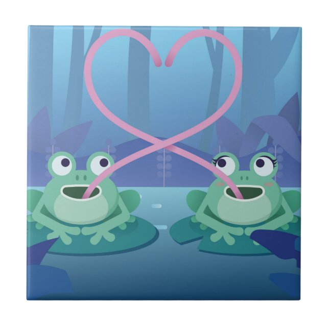 valentines day groda älskare kakelplatta (Framsidan)