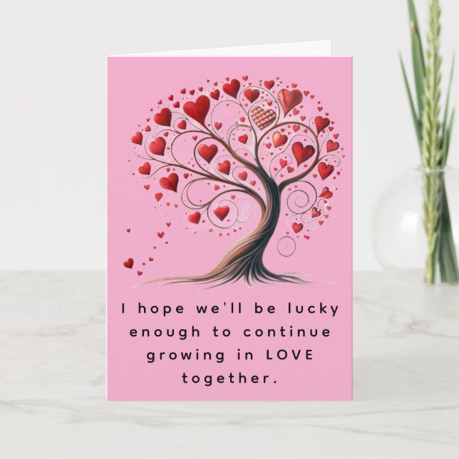 Valentine's Day Grow Together Heart Tree Helgkort (Framsida)