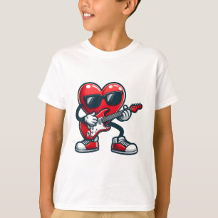 Valentines day Guitar Spelar Småbarn Boys Heart T Shirt