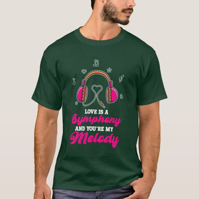 Valentines day Headphone par Kärlek Music-vänner T Shirt (Framsida)
