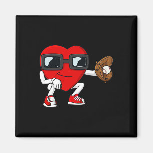 Valentines day Heart Baseball Catcher Roligt Boys Magnet