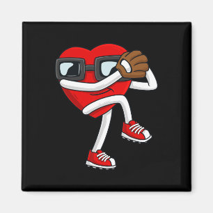 Valentines day Heart Baseball Pitcher Roligt Boys Magnet