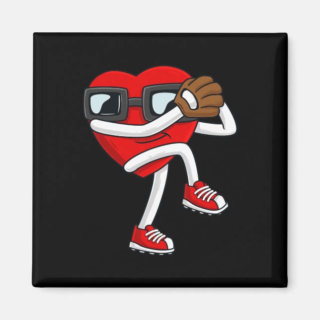 Valentines day Heart Baseball Pitcher Roligt Boys  Magnet (Framsidan)