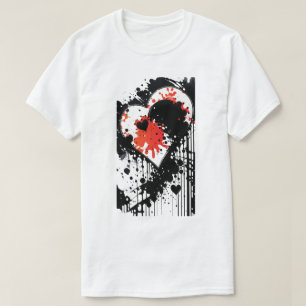 Valentines day Heart Black and Red Helgdag T-Shirt