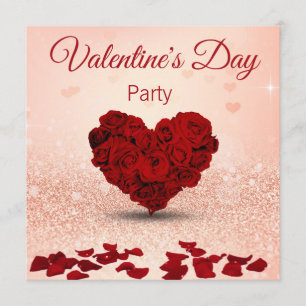 Valentines day Heart Bouquet Party-inbjudan Inbjudningar