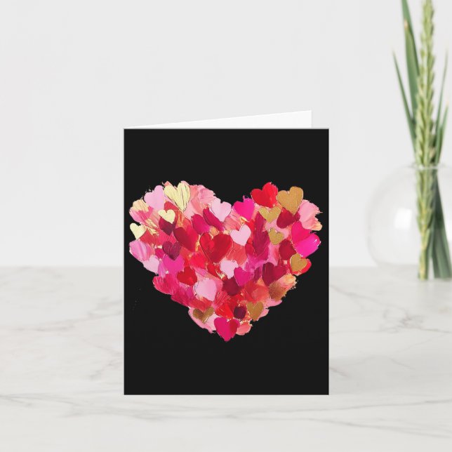 Valentines day Heart Brushstroke Cute Girly Valent Kort (Framsida)