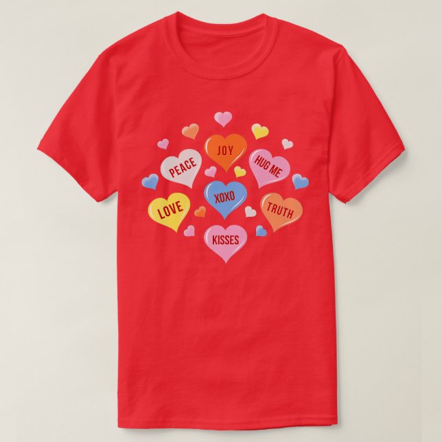 Valentines day Heart Candy Boys Girls Kids T Shirt (Design framsida)