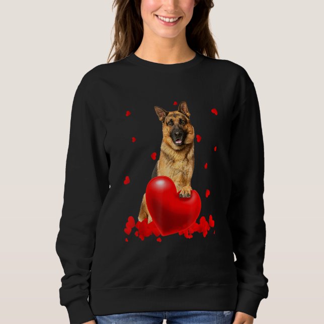 Valentine's Day Heart Couple German Shepherd Dog P T Shirt (Framsida)