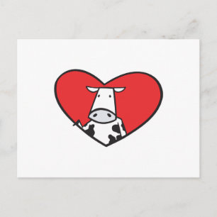 Valentines day Heart Cow Helg Vykort
