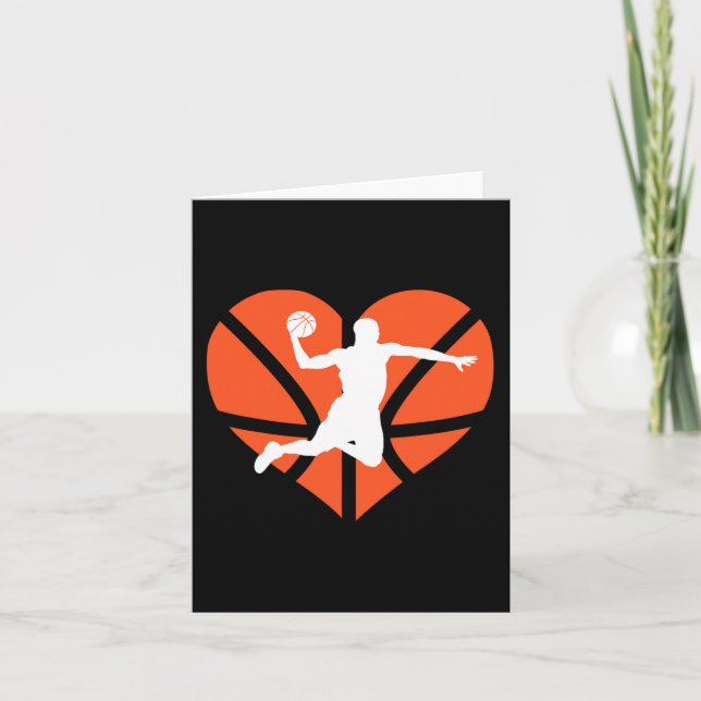 Valentines day Heart Dunking Basketball Boys Girls Kort (Framsida)