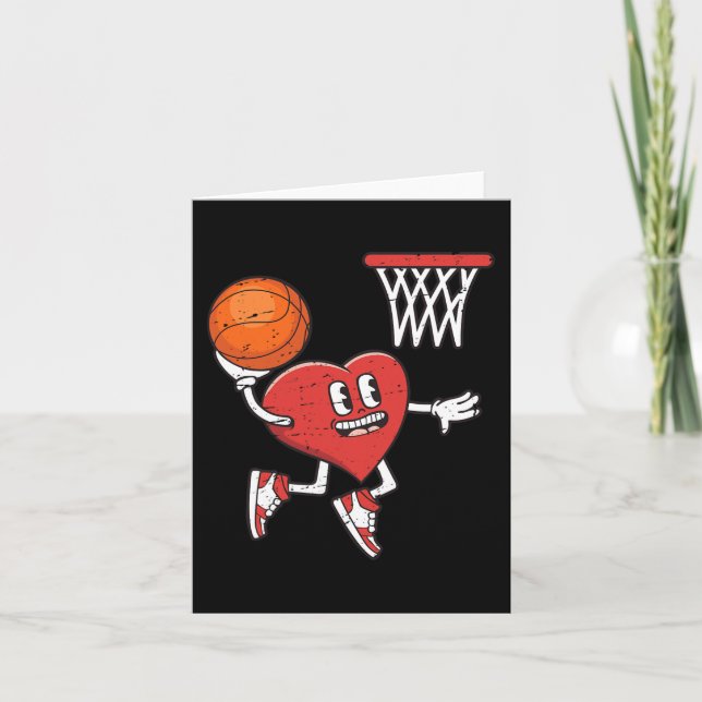 Valentines day Heart Dunking Basketball Boys Girls Kort (Framsida)