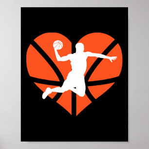 Valentines day Heart Dunking Basketball Boys Girls Poster