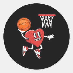 Valentines day Heart Dunking Basketball Boys Girls Runt Klistermärke