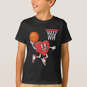 Valentines day Heart Dunking Basketball Boys Girls T Shirt