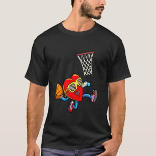 Valentines day Heart Dunking Basketball Boys Girls T Shirt