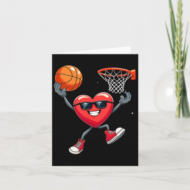 Valentines day Heart Dunking Basketball Kort (Framsida)