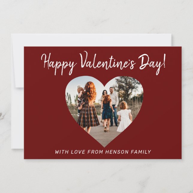 Valentine's day Heart Family Photo Script Helgdag Julkort (Framsida)