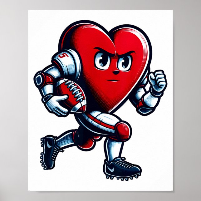 Valentines Day Heart Football Player Team Srts  Poster (Framsidan)