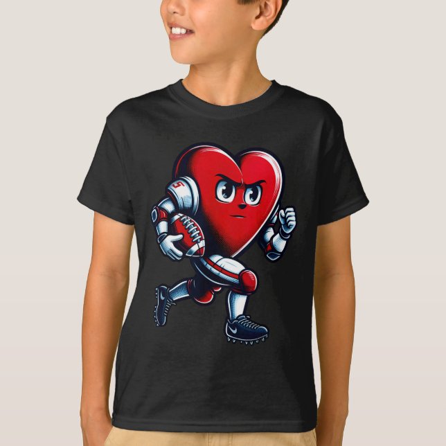 Valentines Day Heart Football Player Team Srts  T Shirt (Framsida)