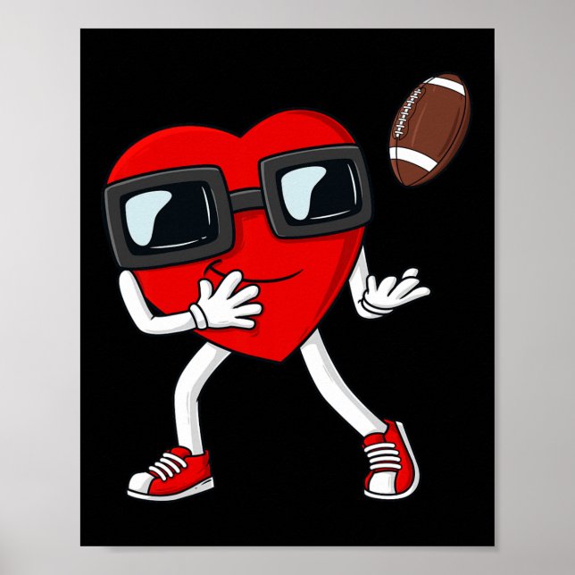 Valentines day Heart Football Receiver Tight End B Poster (Framsidan)