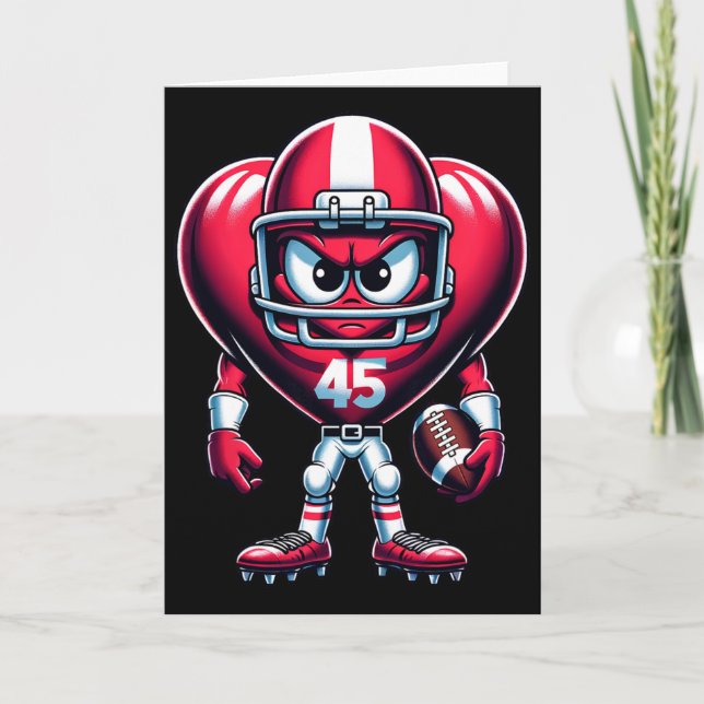 Valentine's Day Heart Football Team Player Sports  Kort (Framsida)