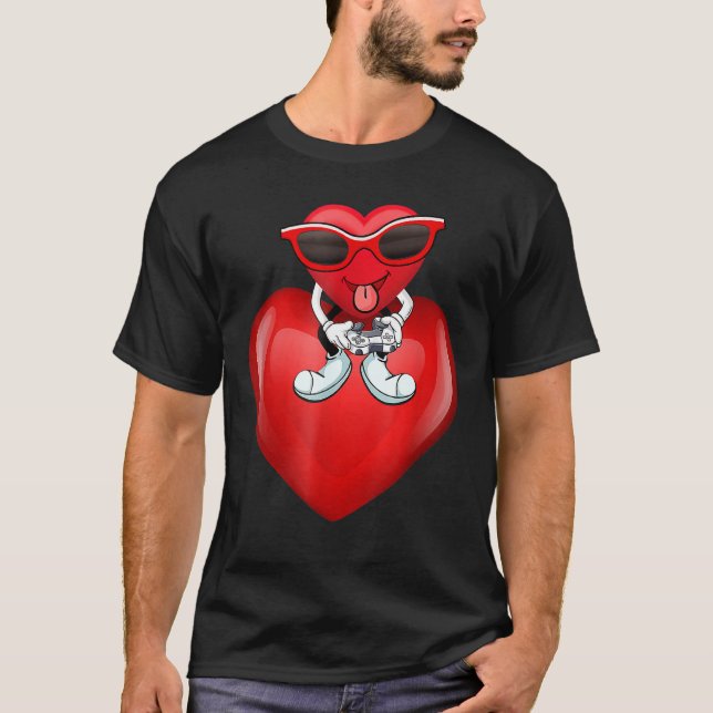 Valentines day Heart Gamer Valentine Dab Kärlek Bo T Shirt (Framsida)