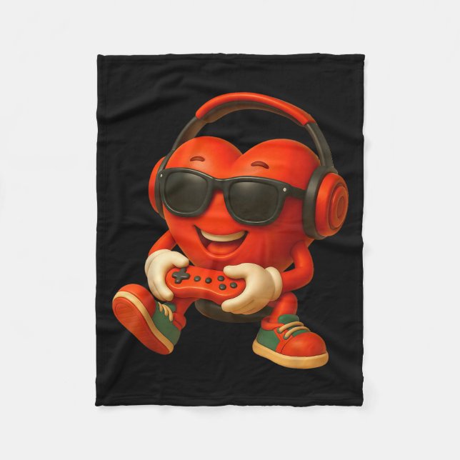 Valentines Day Heart Gamer Video Gaming Boys Men K Fleecefilt (Framsidan)