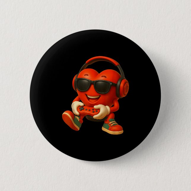 Valentines Day Heart Gamer Video Gaming Boys Men K Knapp (Framsida)